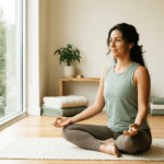 Woman practicing somatic yoga for stress relief